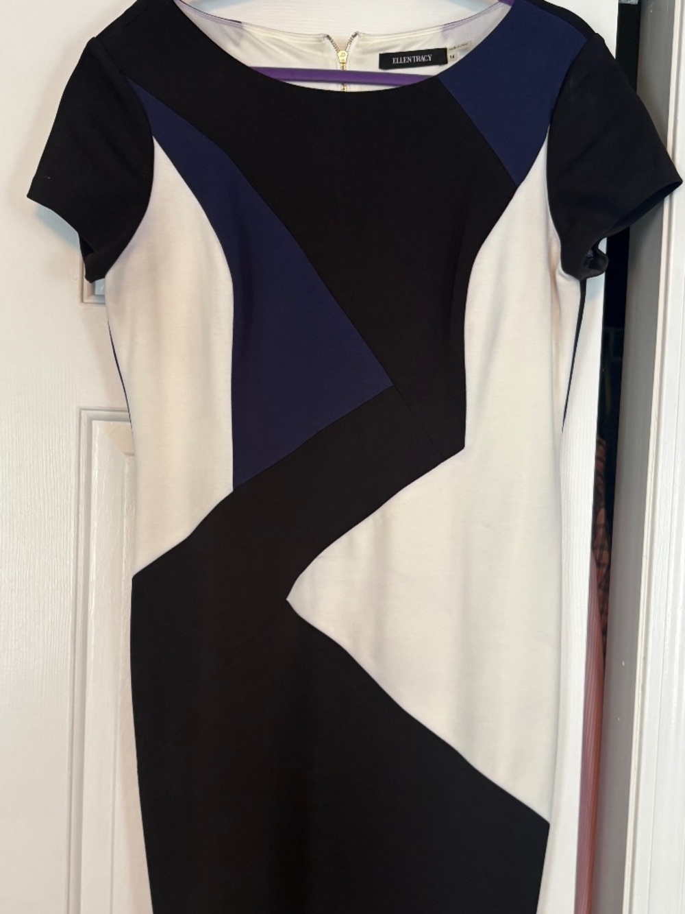 Ellen Tracy Geometric Colorblock Sheath Dress